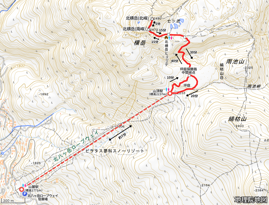 北横岳の登山ルート