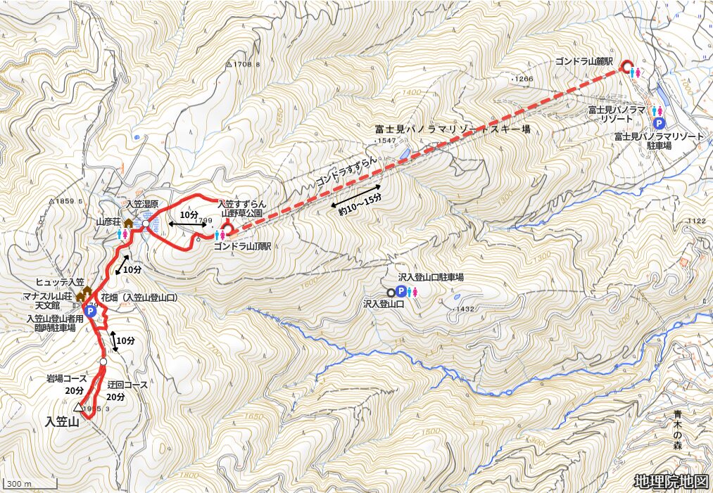 入笠山の登山ルート